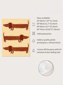 1pc Unframed Canvas Poster, Modern Art, Cute Dachshund Dog Poster, Ideal Gift For Bedroom Living Room Corridor, Wall Art, Wall Decor, Winter Decor, Room Decoration - Multicolor - View 6