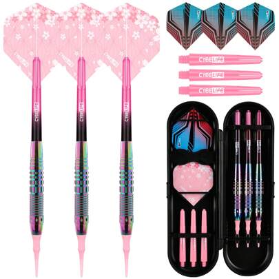  Cyeelife 3 件套粉色少女电子飞镖靶适合日常练习、派对游戏