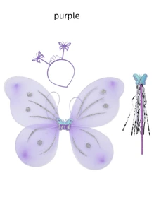 1set Polka Dot Butterfly Wing Performance Prop Set, Butterfly Fairy Headband & Wand Decor - Multicolor - View 6