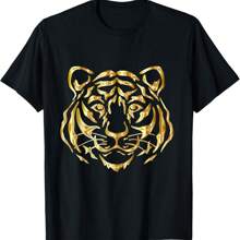 Golden Tiger Face Tee For Men Women Kid T-Shirt