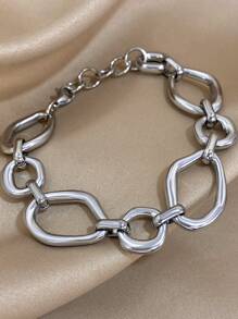 1 pièce Bracelet minimaliste asymétrique en acier inoxydable pour femmes. Bracelet empilable pour la vie quotidienne, les fêtes, les cadeaux de Noël et de bijouterie