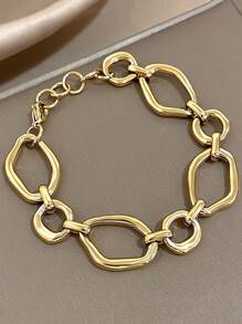 1 pièce Bracelet minimaliste asymétrique en acier inoxydable pour femmes. Bracelet empilable pour la vie quotidienne, les fêtes, les cadeaux de Noël et de bijouterie