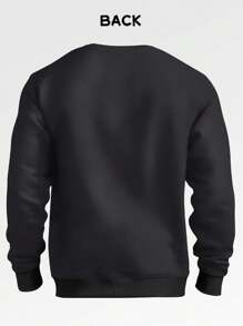 Men's Sweatshirt, Round Neck Long Sleeved Pullover, Sports And Casual Top - màu đen - Xem 2