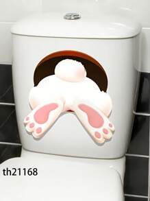 1PC Easter Bunny & Eggs Printed Toilet Sticker, For Home Decoration & Easter Bunny Bathroom Stickers - Waterproof PVC, Spring Butterfly Wall Decal, Vinyl Decal For Home Decorations, Spring Butterfly Element Wall Stickers Decoration Items Refresh Your Home, Rama Decoration Stickers - 11.81*11.81in/11.61*11.61in