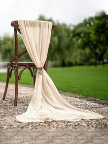 1pc Beige Pleated Table Runner, Folding Tablecloth, Birthday Babe Shower Party Decoration Supplies, Festive Birthday Decor Wedding Decor Holiday Home Decor Party Room Table Decoration Chair Decor Kitchen Decor Table Cloth, Rural Wedding Bridal Shower Banquet Table Ornaments, Table Runner, Solid Color Table Cover, Birthday Gifts, Wedding Decor, Party Favor