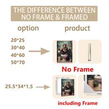 1pc, Canvas Hanging Picture, Framed Decorative Painting, Poster, Wall Art, Animals, Charming Monkey Reading Newspaper On Toilet - Canvas Wall Painting, Perfect For Modern Living Room, Bedroom, Bathroom Decoration And Gift, Art Deco Style, Modern Style, Minimalist Style, Animal Theme, Autumn, Spring Gifts Birthday Graduation