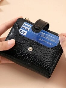 Crocodile Pattern Multi-Slot Wallet, Macaron Color Short Wallet, Daily Minimalist Multi-Layer Wallet, Versatile Fresh Card Holder