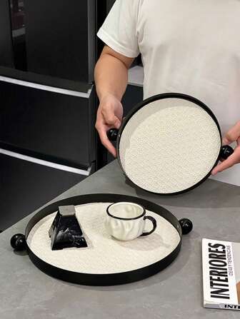 Bandeja redonda de lujo, organizador de almacenamiento para el hogar, sala de estar, mesa de café, escritorio, vaso de agua, perfume, maquillaje, caja de viaje