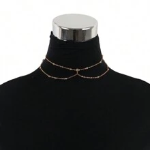 Sexy Women's Body Chain, Rhinestone Pendant Tassel Necklace, Sexy Chest Chain, Rhinestone Pearl Chain, Sexy Women Body Chain Jewelry, Rhinestone Pendant Tassel Necklace, Sexy Chest Decoration Chain, Fashionable Sexy Elegant Chain For Women, Elegant Sexy Women Necklace