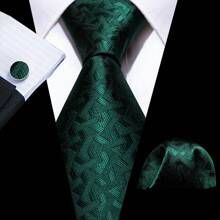 Men Tie Vintage Paisley Paisley Dark Green Tie Classic Necktie Set Pocket Square Cufflinks Formal Wedding St Patrick's Day