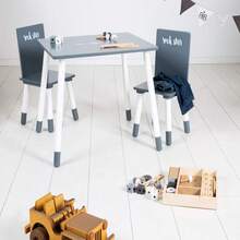 GALOZZOIT Ensemble Table + 2 Chaises - Pieds en Bois Massif - Style Scandinave - Gris Foncé/Blanc