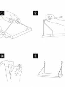 1pc Prateleira de parede sem perfuração, prateleiras flutuantes montadas na parede, cabide decorativo de tábua de madeira para decoração de quarto, cozinha e sala - Amarelo - Ver 5