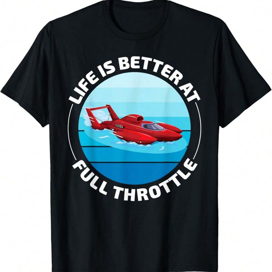 Hydroplane Boat Racing Hydrodynamic Aerodynamics T-Shirt - Black - View 1