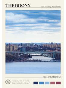 1 pieza Póster de escena de viaje a Nueva York con pintura en lienzo de las Montañas Catskill, Central Park y el Valle del Río Hudson para decoración de oficina y hogar sin marco