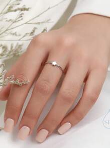 1 件装简约小星星戒指精致镀银金色星星细戒指不锈钢珠宝礼物 - 彩色 - 查看 8