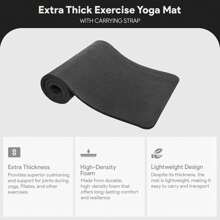 Yoga Mat 1-Inch Extra Thick High-Density Exercise Mat With Non-Slip Surface & Carry Strap For Men & Women Tear-Resistant Pilates Workout Mat For Home Gym, Floor Fitnesssads - 藏蓝色 - 查看 9