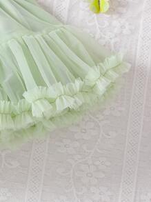Falda de tul verde con malla linda para niña pequeña, apta para uso al aire libre - Verde - Ver 4