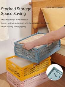 2 pièces Mini paniers de rangement pliables, boîte de rangement multifonctionnelle de bureau pour la maison et le dortoir, de couleur unie