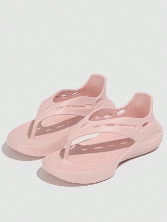 女士粉色EVA鞋底人字拖凉鞋，情侣款，防滑，丁字裤设计