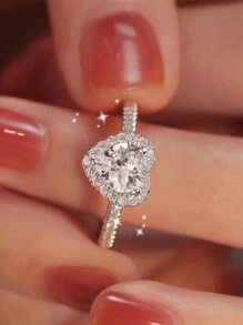 1 件 S925 戒指，情人节礼物，可爱甜美的糖果色彩虹设计，时尚心形戒指，适合婚礼、订婚、休闲装、派对、节日、约会