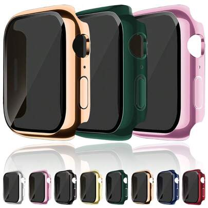 1 件隐私保护壳屏幕保护膜适用于 系列 40 毫米 41 毫米 44 毫米 45 毫米 42 毫米 46 毫米，时尚防窥二合一超薄钢化玻璃屏幕保护膜外壳，适用于 系列 Ultra/SE/10/9/8/7/6/5/4/3/2/1，智能手表配件