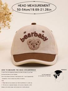Kids Short Brim Baseball Cap, Corduroy Bear Embroidery, Fashion For Spring Autumn Outdoor, Toddler Baseball Cap