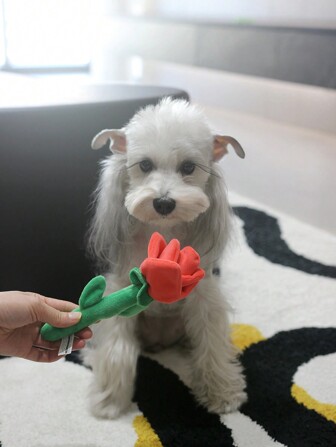 1 pezzo Rosa rossa grande e realistica con suono, giocattolo di peluche interattivo per barboncini, schnauzer, gatti, adatto per animali domestici di piccola/media taglia, giocattoli per gatti/cani, accessorio per San Valentino