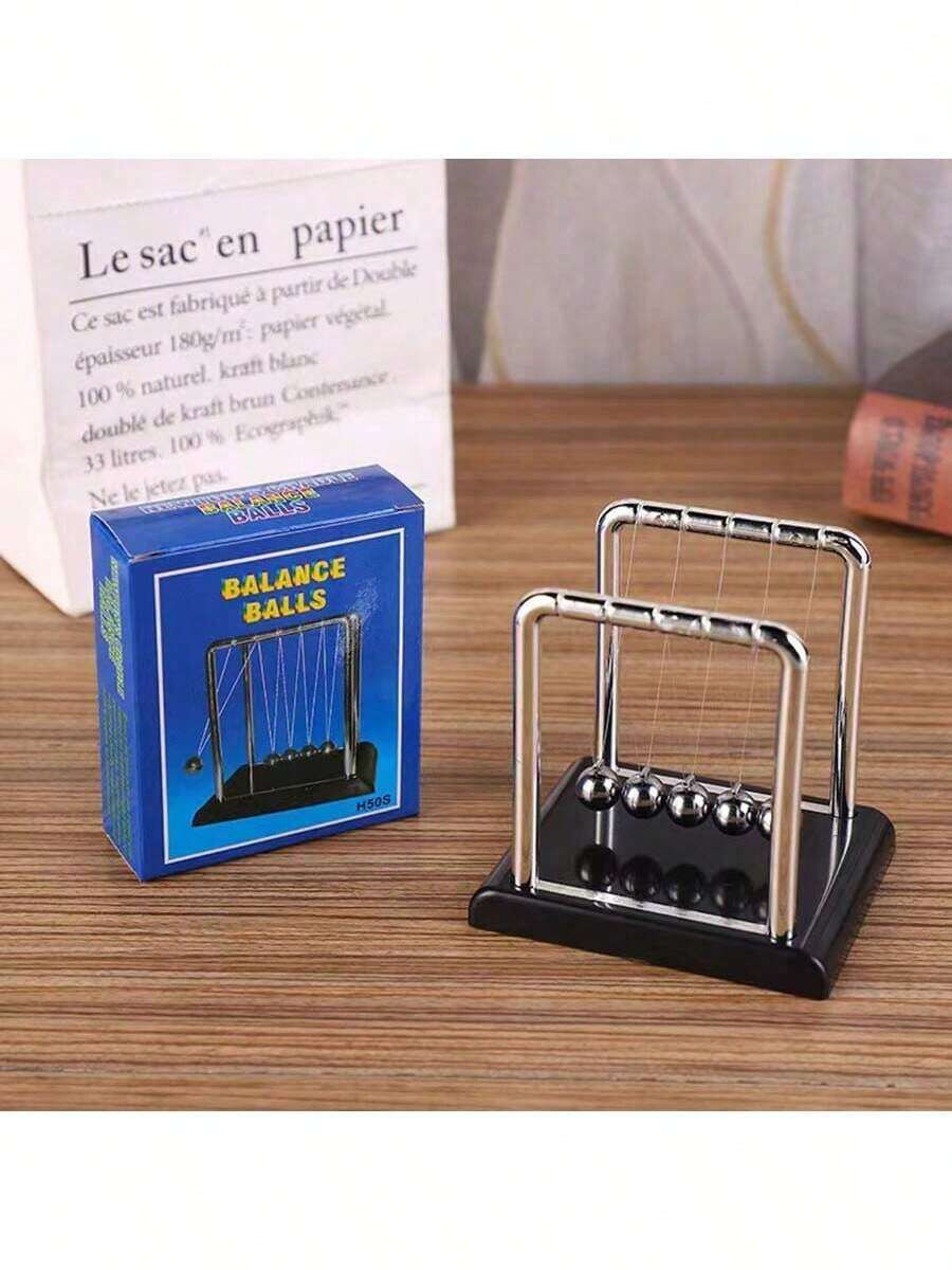 1 pieza Péndulo de bolas de Newton, tamaño pequeño/grande, juguete de decoración de escritorio de física, caos de movimiento no perpetuo, regalo antiestrés, los arañazos menores no afectan el uso - Multicolor - Ver 1