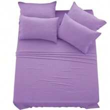 LUX DECOR 6-Piece Embroidered Bed Sheet Set – Brushed Microfiber, Deep Pocket, Lightweight & Breathable – Graduation Gifts, Home Decor, Sleep Protection For Dorms, Student Beds, Back‑To‑School Gift, Soft Bed Linens, Comfortable Sleep, Luxury Bed Set, Valentine's Day Bedroom, Spring Bedding Refresh, Guest Room Essentials, Dorm Room Bedding, Premium Bed Linens, Easy Care Sheets, Hypoallergenic Fabric, Year-Round Comfort, Master Bedroom Update, Matching Bedding Set, Hotel Quality Linens - 紫色 - 查看 8