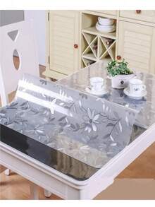 Mantel de mesa de vidrio suave, mantel de mesa transparente de PVC, a prueba de agua y a prueba de aceite, cubierta de mesa rectangular clara para cocina y comedor - Blanco - Ver 4