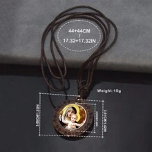 1pc Christian Rope Chain Necklace St Anthony Michael Francis Wood Pendant St. Patrick's Day Gift - style - View 2