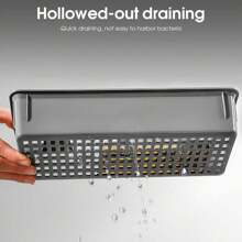 Utensil Organizer Container, Chopsticks Drain Storage Box Tableware Organizer Cutlery Drawer Organizer With Lid For Kitchen - Multicolor - View 6