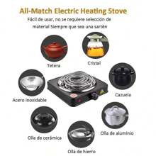 Parrilla Portatil  Electrica 1 Quemador Con Asa Placa Acero Color Negro - Tipo de Enchufe A USA (110-127V) - Ver 4