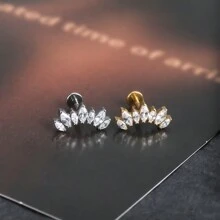 SWANJO 1pc Titanium 7 Marquise CZ Earring Helix Piercing Internally Threaded Ear Stud Tragus Daith Piercing Body Jewelry - TC060 - View 6