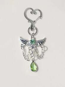 Yk2 Chilly Angel Wing Tassel Alloy Pendant Pendant Angel Wing Bracelet Necklace Diy Jewelry Accessories Keychain Bag Pendant, Silver Angel Wing Tassel Rhinestone Shiny Bag Pendant, Cute Keychain Purse Backpack Car Key Pendant Earbud Box Accessories