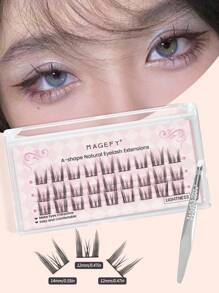 27 Cluster Manga Double Tips False Eyelashes Tower Pointed Wheat Ear False Eyelashes,Slim Black Stem Thick Doll Style Sandwich Devil Style Natural Simulated Eyelashes, For Daily Commute Makeup,Fluffy Slim For Everyday Use Manga Eyelashes, Travel Essentials ﻿ - C - 查看 1