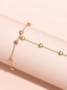 1 pièce Bague pour doigt/articulation en forme de cœur minimaliste avec chaîne, accessoire de mode multi-porter pour femmes