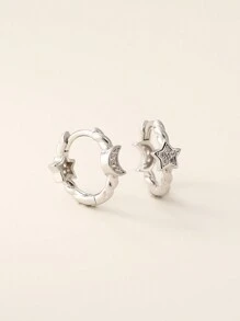 1 对 2 件时尚 S925 纯银水钻星月耳环，甜美耳环礼物，适合女性、女孩、生日、节日 - 耳環 - 查看 10