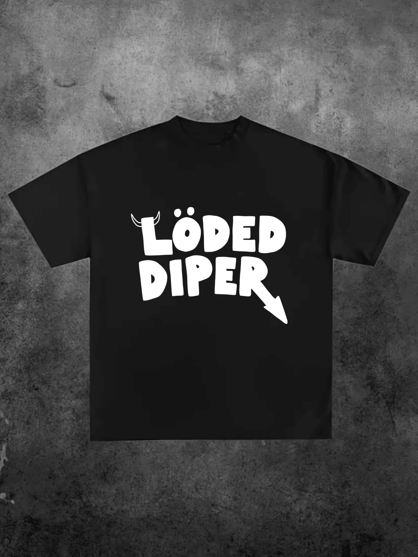 Loded Diper Worn By Rodrick Heffley ,Casual Print,Comfortable And Versatile,Letter Pattern Pure Cotton 220g Printed T-Shirt - 黑色 - 查看 1