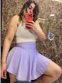 女士纯色夏季喇叭裙