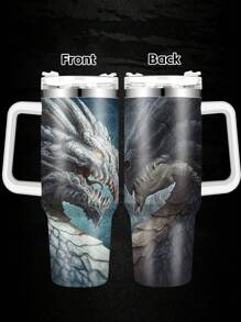 40-uncjowy kubek ze stali nierdzewnej Dragon z pokrywką, izolowany kubek podróżny Dragon Design do gorących i zimnych napojów, uchwyt, idealny prezent dla fanów Dragon, miłośników kawy, kompatybilny z uchwytem na kubek samochodowy, idealny prezent urodzinowy dla mężczyzn i kobiet, prezent świąteczny, podróże na świeżym powietrzu - Wielokolorowe - Zobacz 2