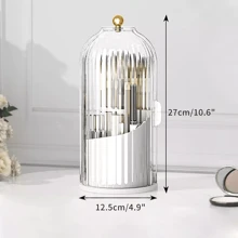 NetHong 360° Rotating Makeup Brush Holder Storage Box Desktop Cosmetic Organizer W/ Lid - White - View 7