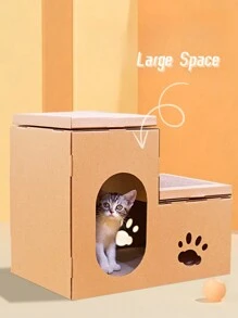 Corrugated Paper Cat Scratching Board With Cat Bed/House