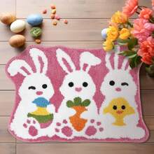 Easter Bath Mat Bunny Egg Non-Slip Mat Washable Rug Absorbent Bathroom Mat For Bedroom Living Room Spring Bathroom Decor