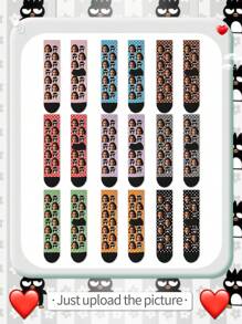 Sanrio 1 Pair Mid Length Knee Socks, Personalized, Funny, Happy, Colorful, Creative Anime Cartoon Design, Holiday Gift, Comfortable And Breathable, Improve Family Atmosphere, Fashionable And Suitable For Men. Interesting Socks, Crazy, Anime, Multi-Color Socks