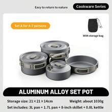 Naturehike Outdoor Cookware Set, Camping Cooking Utensils, Portable Kettle, Frying Pan, Pot, Aluminum Alloy, Material, Nesting Design - Multicolor - View 11