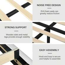 Estructura de cama individual/matrimonio/queen/king, estructura de cama de terciopelo, estructura de cama tapizada con cabecero y pie de cama acolchados con costuras verticales, disponible en rosa/verde/negro/azul/blanco - Blanco - Ver 5