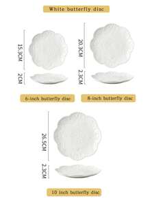 Bộ 2/4 đĩa gốm sứ cao cấp in hình bướm, nhiều kích cỡ, có thể xếp chồng lên nhau, thích hợp đựng bít tết, mì ống, sushi, salad, món tráng miệng (không đựng súp), hình tròn, chất liệu gốm. Thích hợp sử dụng tại nhà, nhà hàng, nhà bếp, dùng được trong máy rửa chén/lò nướng/lò vi sóng, tuyệt vời cho tiệc tân gia, lễ tạ ơn, giáng sinh - trắng - Xem 3