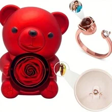 Mother's Day Hug Bear Rotating Soap Flower Gift Box With Jewelry, Necklace, Jewelry Box, Birthday Gift, Teacher & Classmate Gift - Multicolor - View 3