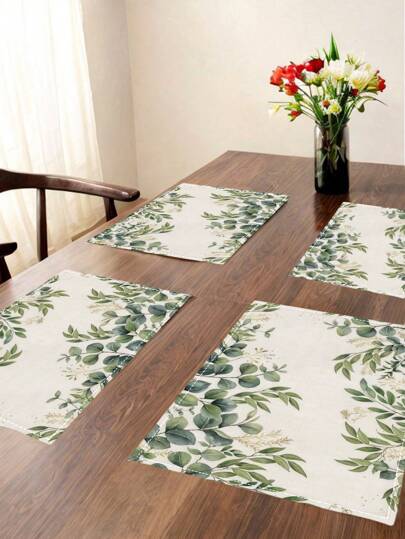 4Pcs Plant Geometric Placemats Pharaoh Sphinx Marine Life Green Leaf Pattern Farmhouse Placemats Heat Resistant Decorative Table Mats Washable Table Mats Tabletop Terrace Easy To Clean Round Table Party Kitchen Home Dining Table Tea Party Dining Table